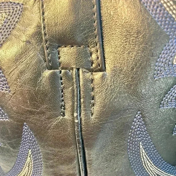 Vintage P’s by Ferrini Men’s Cowboy Boots Smooth Ostrich Black Leather SZ 9 D - Picture 7 of 10